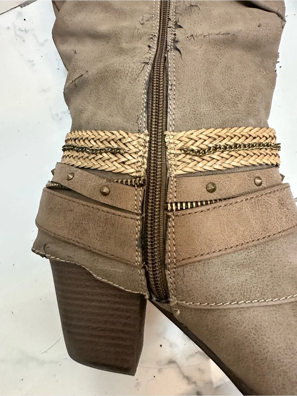 POP Lonna Taupe Slouch Knee High Boots Size 8.5 M